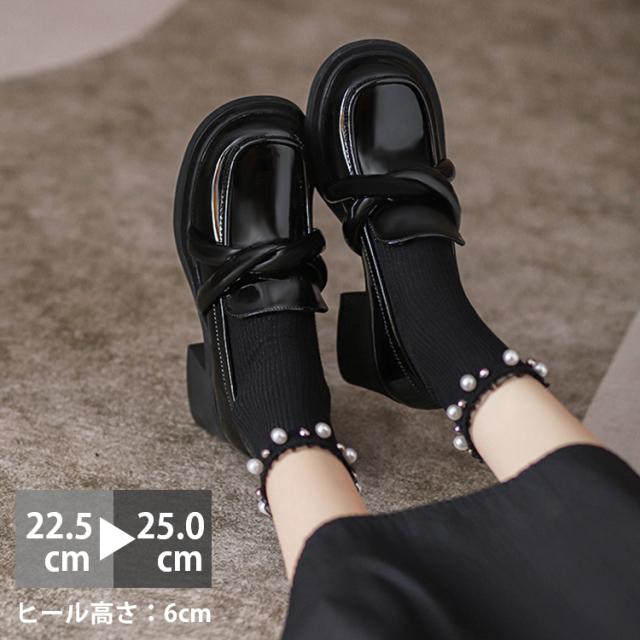 エナメル ローファー 靴 レディース スクエアトゥ ６ｃｍヒール 太ヒール 抗菌 消臭 軽量 柔らか らくちん シンプル 滑り止め 柔らかい モード系 コーデ 春 夏 秋 冬 痛くない 立ち仕事 お仕事 通学 通勤 オフィス 学生 卒業式 黒 ベージュ 忘年会 就活 就職 口コミの通販は 5,335円