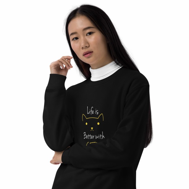 Better with Cats 猫 トレーナー 猫tシャツ 猫グッズ  猫柄 服 ねこ柄 シャツ  猫好き かわいい おもしろ  ねこ 猫 メンズ レディース ペアルックの通販は