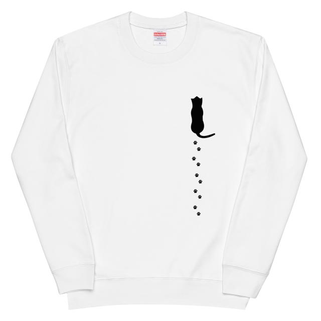 猫の足跡 猫 トレーナー 猫tシャツ 猫グッズ  猫柄 服 ねこ柄 シャツ  猫好き かわいい おもしろ  ねこ 猫 メンズ レディース ペアルックの通販は