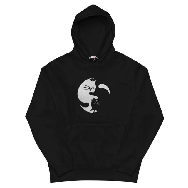 パーカー メンズ レディース スウェット トップス 長袖 裏パイル 大きいサイズ ゆったり かわいい おもしろ ねこ 猫 ペアルック 陰陽サークルの通販は