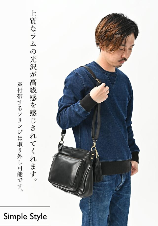 【上質な柔らかい ラム革 】 本革 ショルダーバッグ メンズ 【アリエル・プラス・ラム】 斜めがけ 通勤 ビジネスバッグ サコッシュ 男性 レザー 羊 革 2way 旅行 プレゼント ギフト 誕生日 30代 40代 50代 60代 牛革 バック 黒 カバン_4