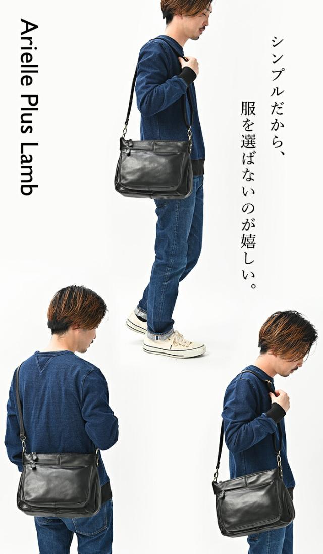 【上質な柔らかい ラム革 】 本革 ショルダーバッグ メンズ 【アリエル・プラス・ラム】 斜めがけ 通勤 ビジネスバッグ サコッシュ 男性 レザー 羊 革 2way 旅行 プレゼント ギフト 誕生日 30代 40代 50代 60代 牛革 バック 黒 カバン_9