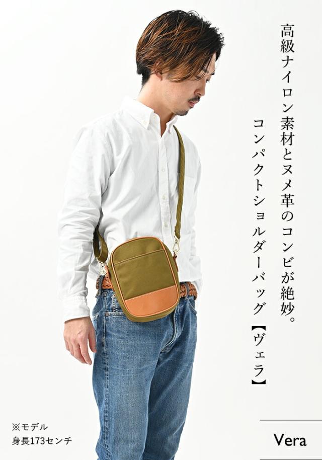 高級ナイロン × ヌメ革 ショルダーバッグ 【ヴェラ】 スマホショルダー スマホ ポーチ メンズ 斜めがけ 小さめ 小さい 軽い 本革 レザー 国内旅行 ミニバッグ サブバッグ ショルダー 軽量 バッグ 旅行バッグ 男性 30代 40代 50代 ギフト プレゼント_1
