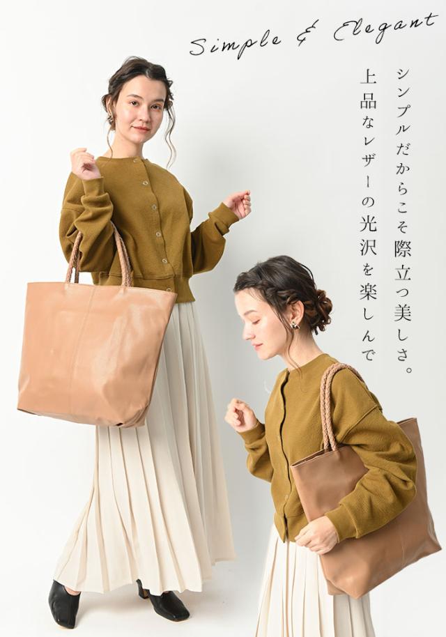 【上質 本革】店長も愛用！【 大容量でも軽い！上品な山羊革 】 本革 トートバッグ レディース 【ロシェル・ゴート】 大きめ バッグ A4 通勤バッグ パソコン ビジネス PC 軽量 大きい 一泊旅行 通勤 旅行 バック 肩掛け レザー 革 かばん 40代 50代 女性 黒_5