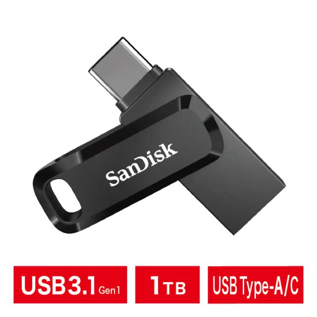 USBメモリ 1TB SanDisk サンディスク USB3.1 Gen1 USB Type-A/Type-C コネクタ搭載 Ultra Dual Drive Go 回転式USBメモリ 並行輸入海外パッケージ品 SDDDC3-1T00-G46 ネコポス便配送制限2枚まで