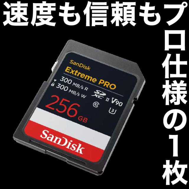 SDカード｜256GB｜SanDisk サンディスク｜Extreme PRO SD UHS-II Card｜高耐久性｜防水｜防塵｜V90｜読出:300MB/s｜書込:300MB/s｜SDXC｜SDSDXDM-256G-GN4IN_1