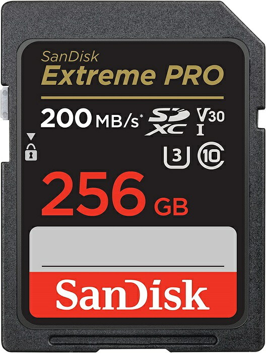 SDカード SDXC 256GB SanDisk サンディスク 読込速度:200MB/s Extreme PRO UHS1 U3 Class10 V30 SDSDXXD-256G-GN4IN ネコポス便配送枚数制限4枚まで