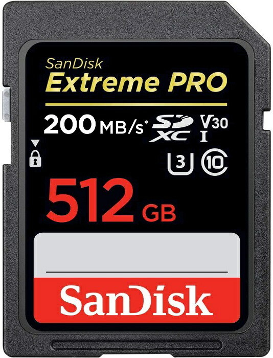 SDカード SDXC 512GB SanDisk サンディスク 読込速度:200MB/s Extreme PRO UHS1 U3 Class10 V30 SDSDXXD-512G-GN4IN ネコポス便の場合配送制限1枚まで