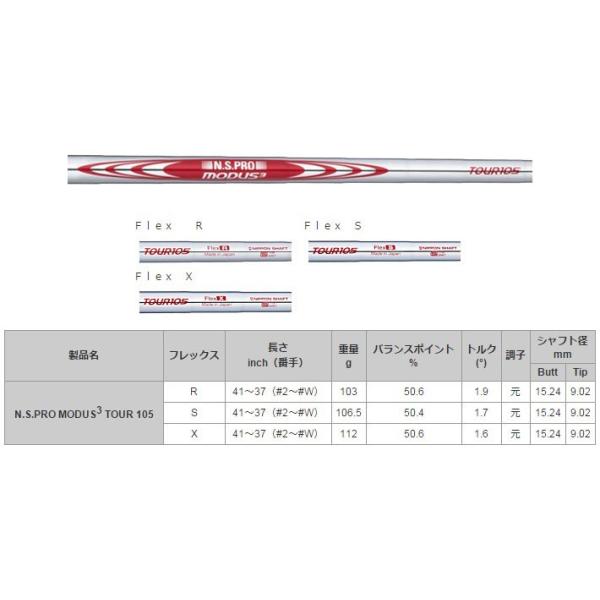 コブラ　ユーティリティー　スリーブ装着シャフト　Cobra  モーダス３　Tour105　 日本シャフト　N.S.PRO MODUS3 Tour105