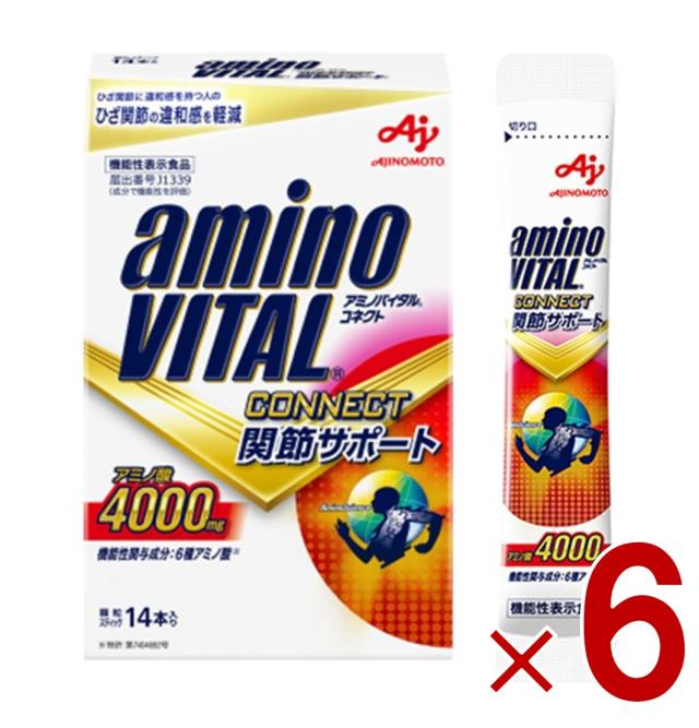 味の素 アミノバイタル CONNECT 関節サポート 14本入り 顆粒 スティック レモン味 アミノ酸 4000mg 6個