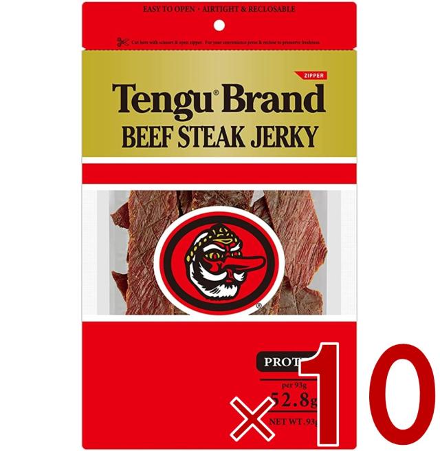 テング ビーフジャーキー レギュラー 93g おつまみ 天狗 送料無料 ビール プロテイン キャンプ お土産 日本酒 お酒 10個の通販は 8,933円