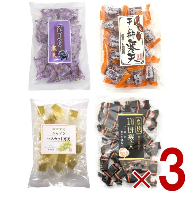土筆屋 寒天 4種 アソート セット ブルーベリー 干し柿 マスカット 珈琲 かんてん 和菓子 おやつ カンテン 食物繊維 3個の通販は 4,805円