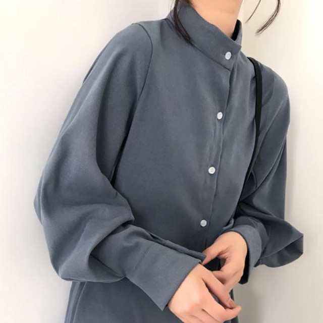 シャツ スタンドカラー レディース かわいい きれいめ シンプル カジュアル 上品 おしゃれ こなれ感 エレガント 存在感 主役級 無地 春の通販は 5,010円