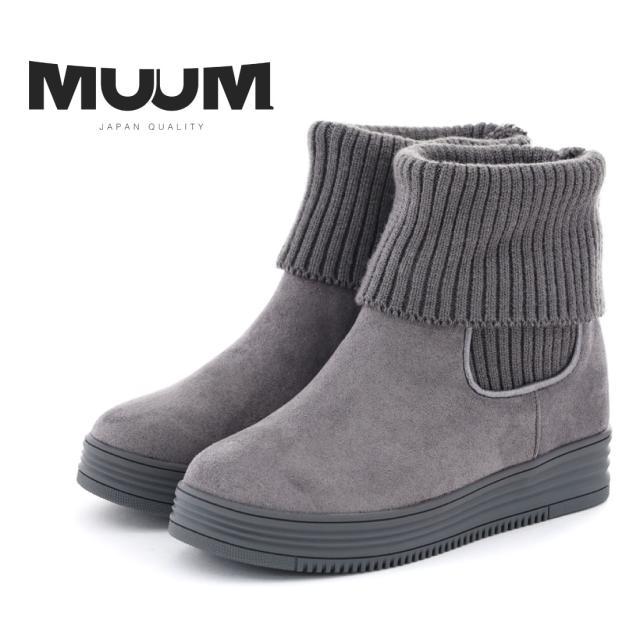 ムーム MUUM レディース ブーツ サイドリブニット インヒール ショートブーツ ニットブーツ 厚底 シンプル 2WAY ムーム MUUM レディース ブーツ サイドリブニット インヒール ショート