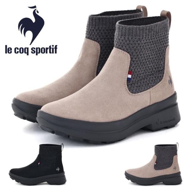 ルコックスポルティフ le coq sportif レディース ブーツ LCS リーヴ LU5FBT93LZ ニットブーツ ウィンターブーツ 防水 レインブーツ 幅広 3E EEE ワイド ゆったり雨靴 防滑 消臭 軽量 軽い 疲れにくい 歩きやすい シンプル カジュアル
