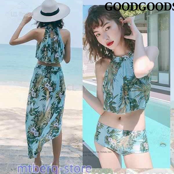 水着3点セット ショール レディース ビキニ スイムウェア パレオ ワイヤーなし パッド付き タンキニ シュロ柄 水泳服 ビーチウエアの通販は