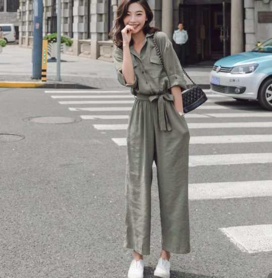 オールインワン レディース コンビネゾン 大きいサイズ ジャンプスーツ 半袖 ワイドサロペット シャツワンピース シンプル ワイドパンツの通販は 6,818円