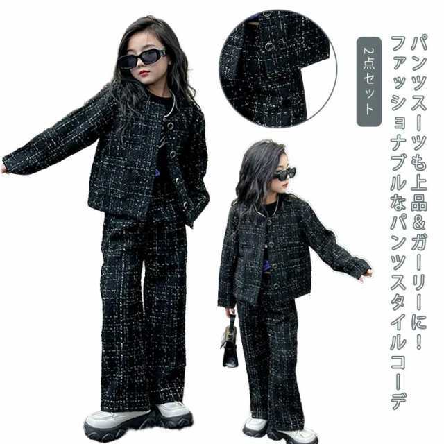 卒業式 韓国 160 子供服 トップス セットアップ パンツスーツ ツイード柄ワイドパンツスーツ スーツ スーツ 女の子 入学式 キッズ 発表の通販は 6,745円