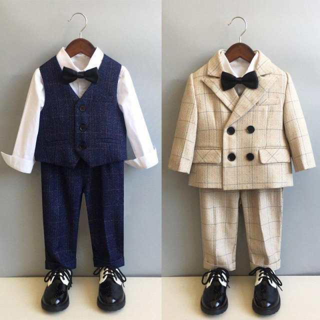 子供服 フォーマル 格子柄 スーツ 入学式 卒業式 男の子 タキシード キッズ 結婚式 発表会 卒園式 七五三 ジュニア 80 90 100 110 120 13の通販は