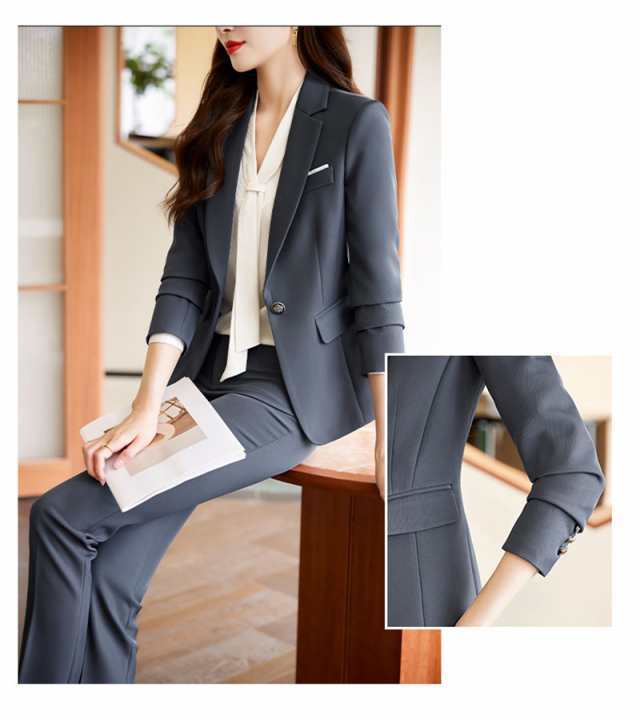 スーツセット レディース ビジネススーツ パンツセット 事務服 2点セット 着痩せ フォーマル オフィス 春春夏新作 大人かわいいの通販は スーツセット レディース ビジネススーツ パンツセット 事務服 2点セット 着痩せ フォーマル オフィス 春春夏新作 大人かわいいの通販は