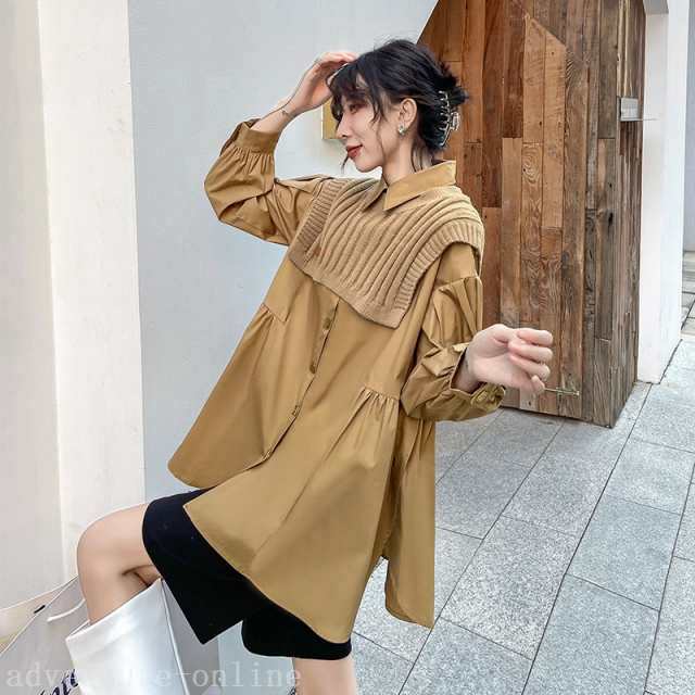 トップス レディース シャツ ツーピース ニット ショート ベスト 長袖 モード系 個性的 不規則 春秋冬 韓国ファッションの通販は 7,028円