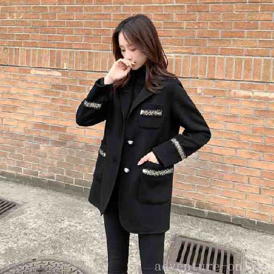 レディース ジャケット アウター コート トレンド ショート丈 パールボタン ツイード 切り替え スマート キュート フリル ショート丈 長の通販は