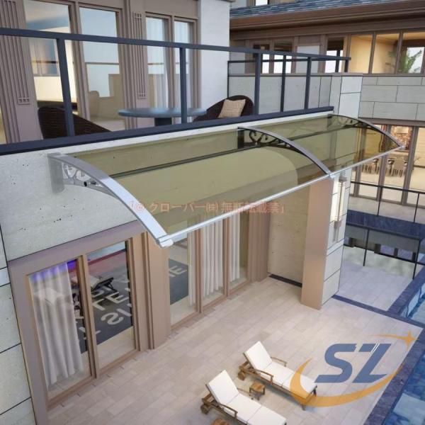 庇 雨よけ 住宅用ひさし 日よけ アルミひさし 屋外保管室，60x180cm ポリカーネート シェンヘン モダン アルミニウム ブラケット住宅用 パティオ日除け 後付け