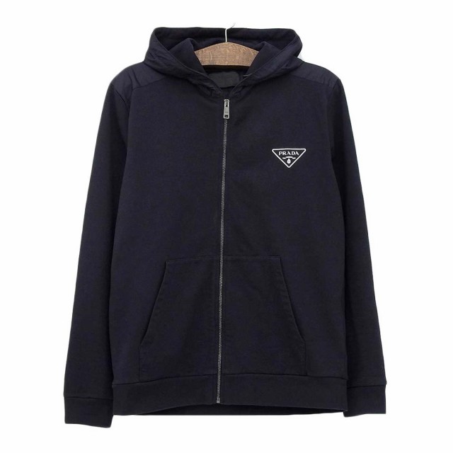 プラダ ジップアップ コットン パーカー 切り替え ナイロン UJL19A R212 10UF メンズ ブラック PRADA 中古 【アパレル・小物】の通販は