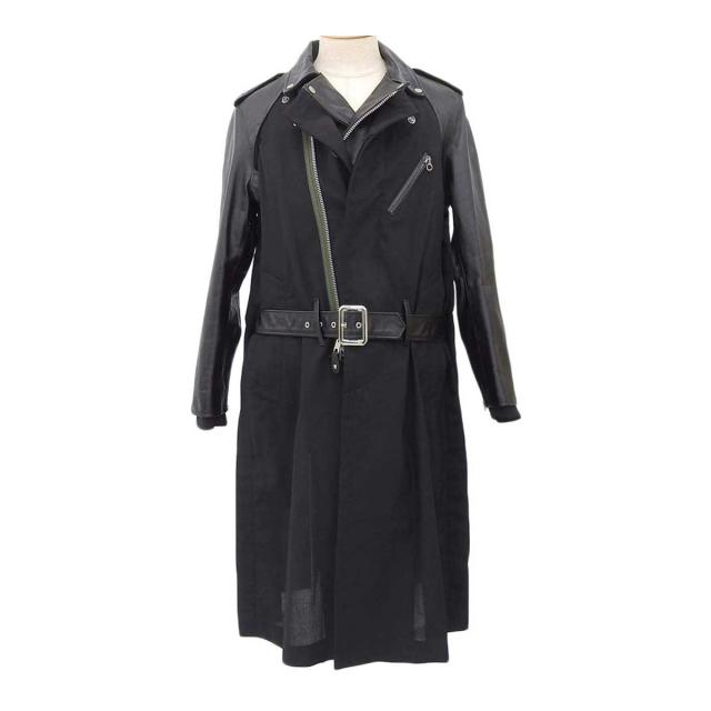 サカイ Schott コラボ レザー スーチングコート 22-02874M メンズ ブラック Sacai 中古 【アパレル・小物】の通販は