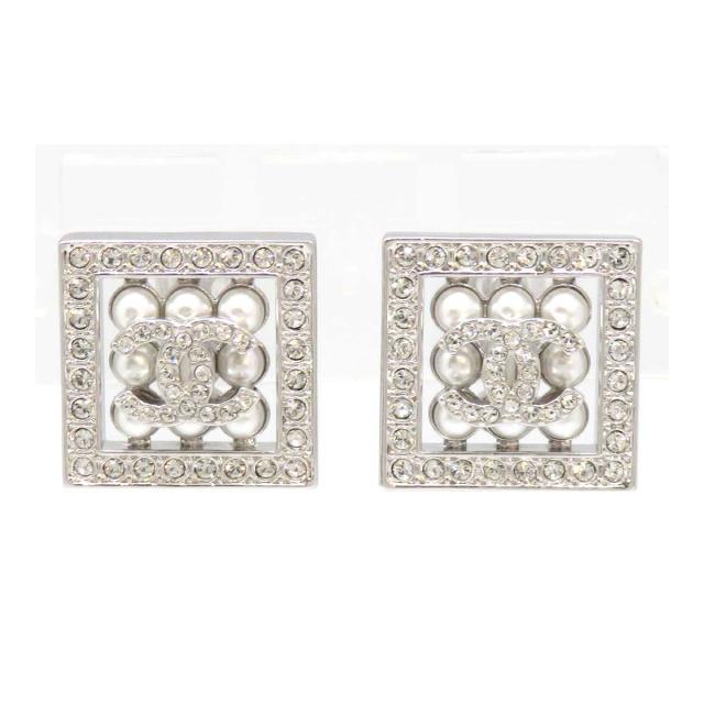 シャネル ココマーク スクエア ビジュー レジンパール ピアス メタル ストラス レジンパール レディース CHANEL 中古 【アパレル・小物】の通販は