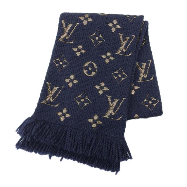 ルイヴィトン エシャルプ ロゴマニア シャイン マフラー M70815 ユニセックス ネイビー LOUIS VUITTON 中古 【アパレル・小物】の通販は