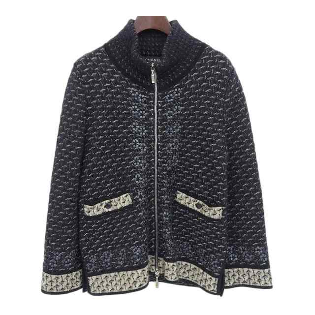 シャネル ココマーク シルク カシミヤ モヘヤ ニット ジャケット P39234K02786 レディース ブラック ベージュ 中古 【アパレル・小物】の通販は
