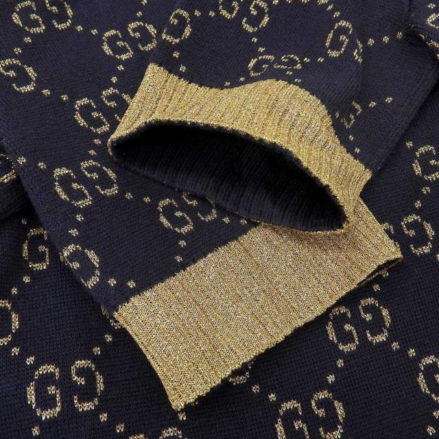 グッチ GG ラメ ニット 526759 レディース ネイビー ゴールド GUCCI 中古 【アパレル・小物】 グッチ GG ラメ ニット 526759 レディース ネイビー ゴールド
