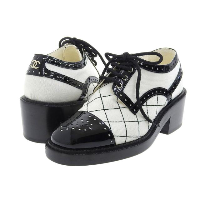 シャネル ココマーク キルティング オックスフォード シューズ