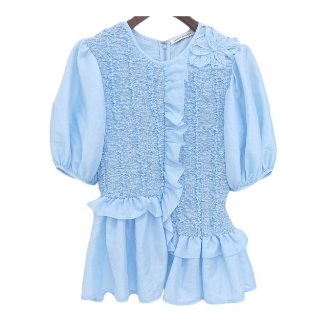 セシリー バンセン パフスリーブ ブラウス レディース ライトブルー