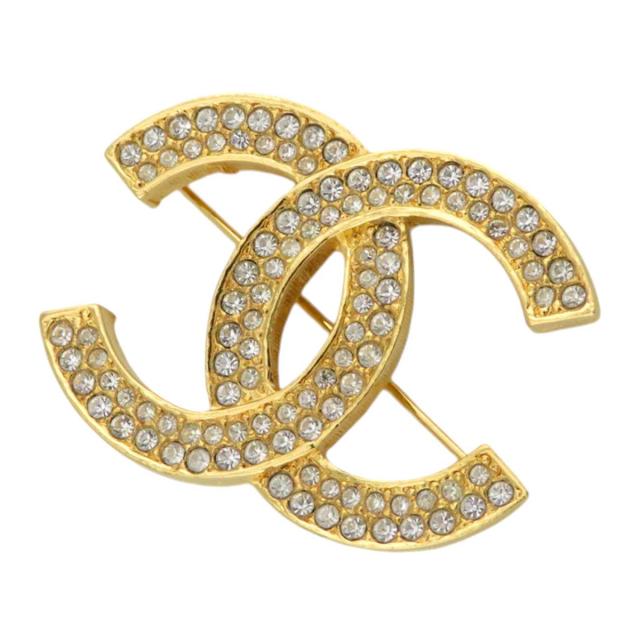 CCマーク ブローチ☆　 ロゴ ストラス CHANEL シャネル ブローチ メタル CCマーク ストラス ラインストーン