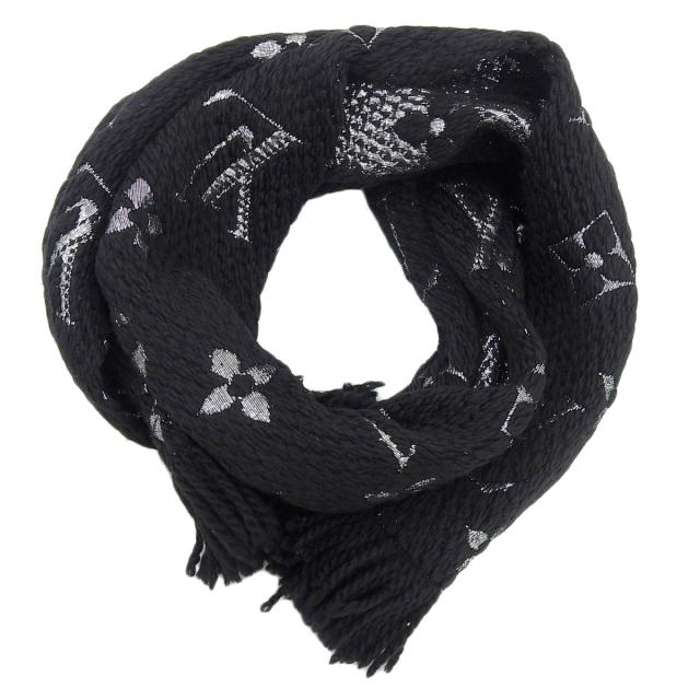 最終値下げLouis VuittonマフラーロゴマニアM75833黒×シルバー 最終値下げLouis VuittonマフラーロゴマニアM75833黒×シルバー 最終