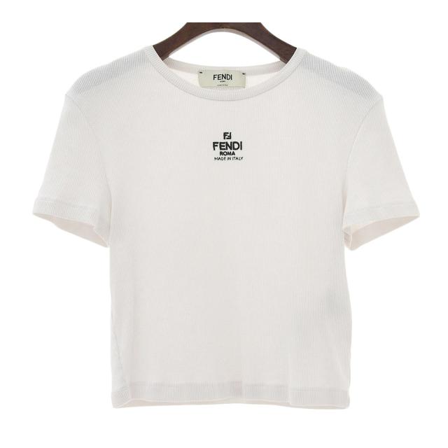 FENDI フェンディ ロゴクロップドTシャツ FENDI ロゴ Tシャツ | ブラック | FARFETCH JP FENDI クロップドT