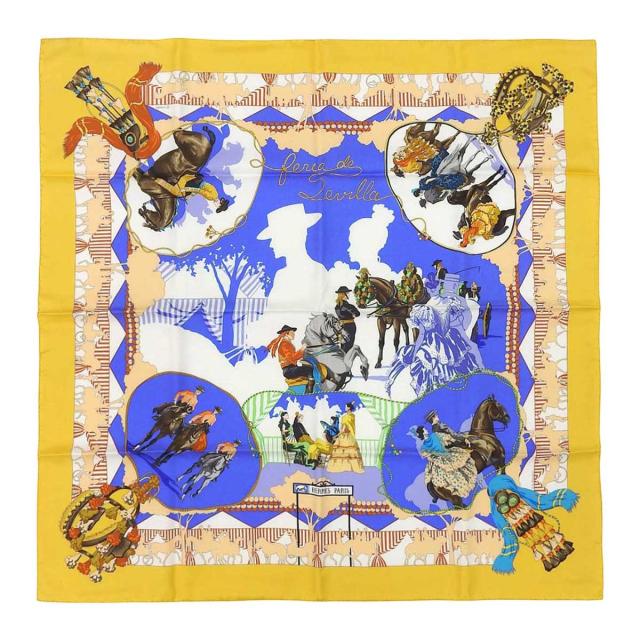 HERMES カレ 90 feria de sevilla セビリアの休日 紺 【公式通販】