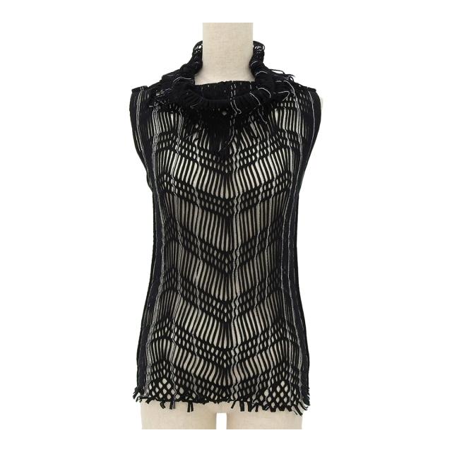 イッセイミヤケ デザインワンピ ロングジレ ブラック 美品 ISSEY