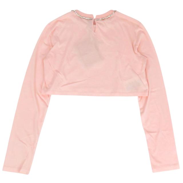 ミュウミュウ ビジュー ロゴ クロップド ロングスリーブ Tシャツ