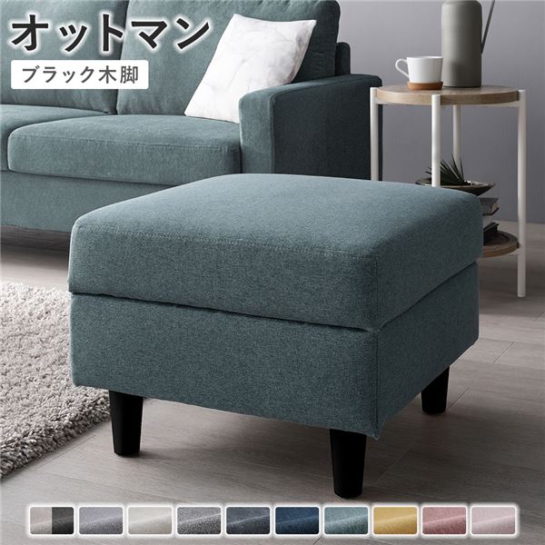 オットマン 〔 カバー：ダスティブルー 脚：ブラック 〕 幅54cm 洗える ウォッシャブル カバー 収納付き スツール 足置き リビング家具 インテリア家具 組立品の通販は