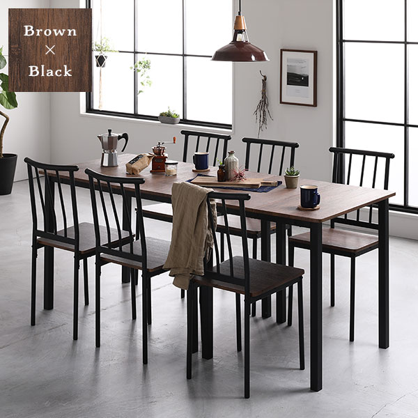 ダイニング8点セット幅180cmストーン×ブラック ダイニングチェア 6脚付き ダイニング8点セット幅180cmストーン×ブラック ダイニングチェア 6脚