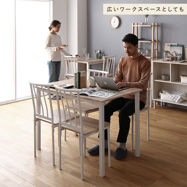 【ダイニング セット 8点 分割 テーブル 幅180cm チェア 6脚 ナチュラル×ホワイト】 シンプル モダン 北欧 木製 スチール デザイン 6人掛け 組立品_11