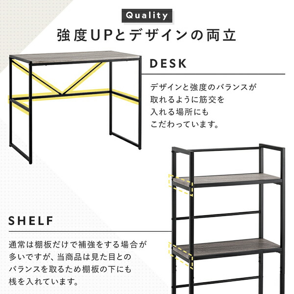 デスクセット 2点セット〔 デスク 幅90cm ＋シェルフ 幅50cm 〕 ヴィンテージ スチール アイアンシリーズ パソコンデスク 収納棚 ワークデスク 学習机 オープンラック 収納ラック オープンシェルフ Rectico レクティコ 組立品_15
