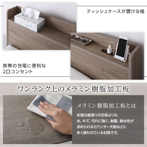 ベッド セミダブル 国産ポケットコイルマットレス付き グレージュ 低床 棚付き 宮付き 宮棚付き コンセント付き すのこ フロアベッド ローベッド 低床ベッド すのこベッド すのこベット ローベット フロア ベット セミダブルベッド セミダブルベット_7