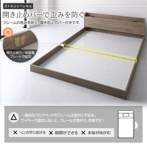 ベッド セミダブル 国産ポケットコイルマットレス付き グレージュ 低床 棚付き 宮付き 宮棚付き コンセント付き すのこ フロアベッド ローベッド 低床ベッド すのこベッド すのこベット ローベット フロア ベット セミダブルベッド セミダブルベット_9