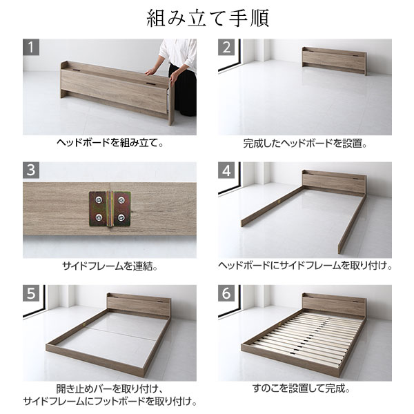 ベッド セミダブル 国産ポケットコイルマットレス付き グレージュ 低床 棚付き 宮付き 宮棚付き コンセント付き すのこ フロアベッド ローベッド 低床ベッド すのこベッド すのこベット ローベット フロア ベット セミダブルベッド セミダブルベット_11