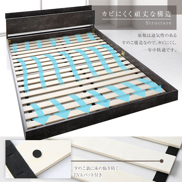 ベッド シングル ポケットコイルマットレス付き ストーングレー 低床 棚付き 宮付き 宮棚付き コンセント付き すのこ フロアベッド ローベッド 低床ベッド すのこベッド すのこベット ローベット フロア ベット シングルベッド シングルベットの通販は