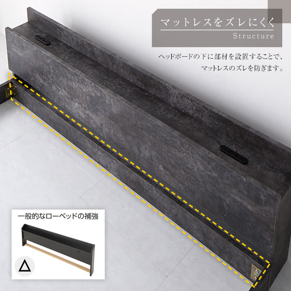 ベッド シングル ポケットコイルマットレス付き ストーングレー 低床 棚付き 宮付き 宮棚付き コンセント付き すのこ フロアベッド ローベッド 低床ベッド すのこベッド すのこベット ローベット フロア ベット シングルベッド シングルベットの通販は